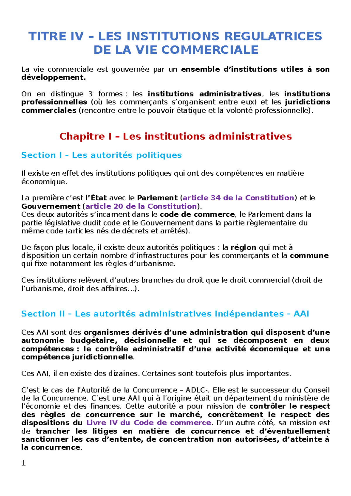 Titre IV - Cours D'Introduction Au Droit Commercial De Deuxième Année ...