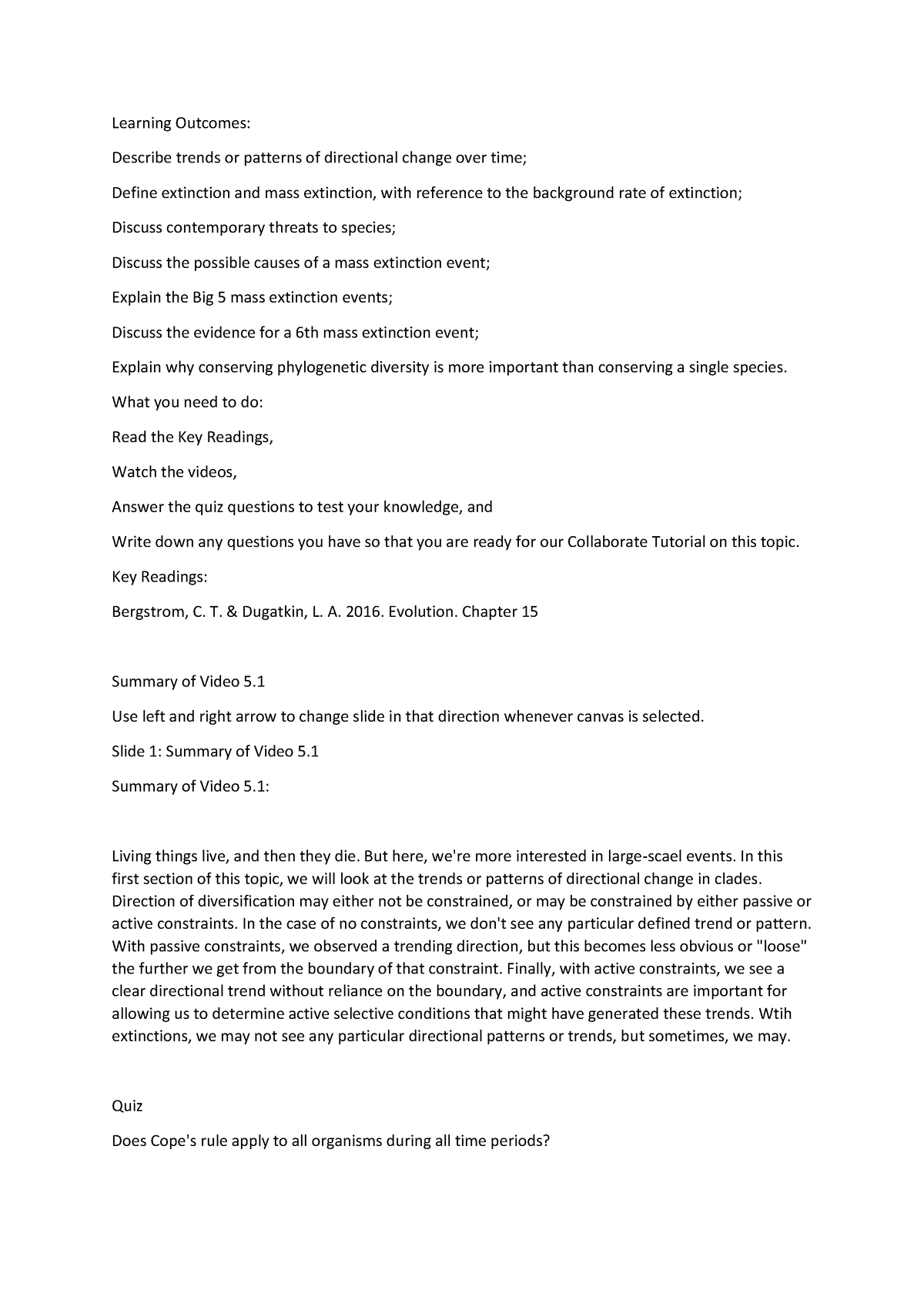 7 - Lecture notes and practice questions on evolution by weeks ...