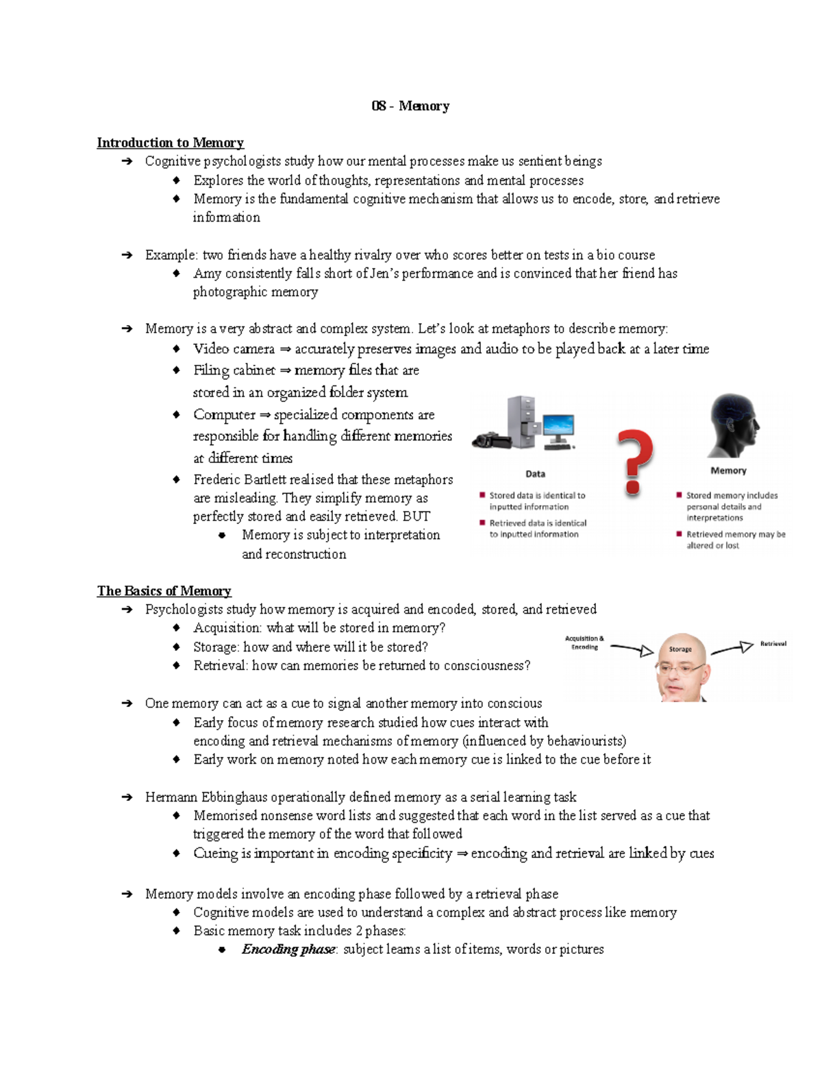 08 - Memory - Notes - 08 - Memory Introduction to Memory Cognitive ...