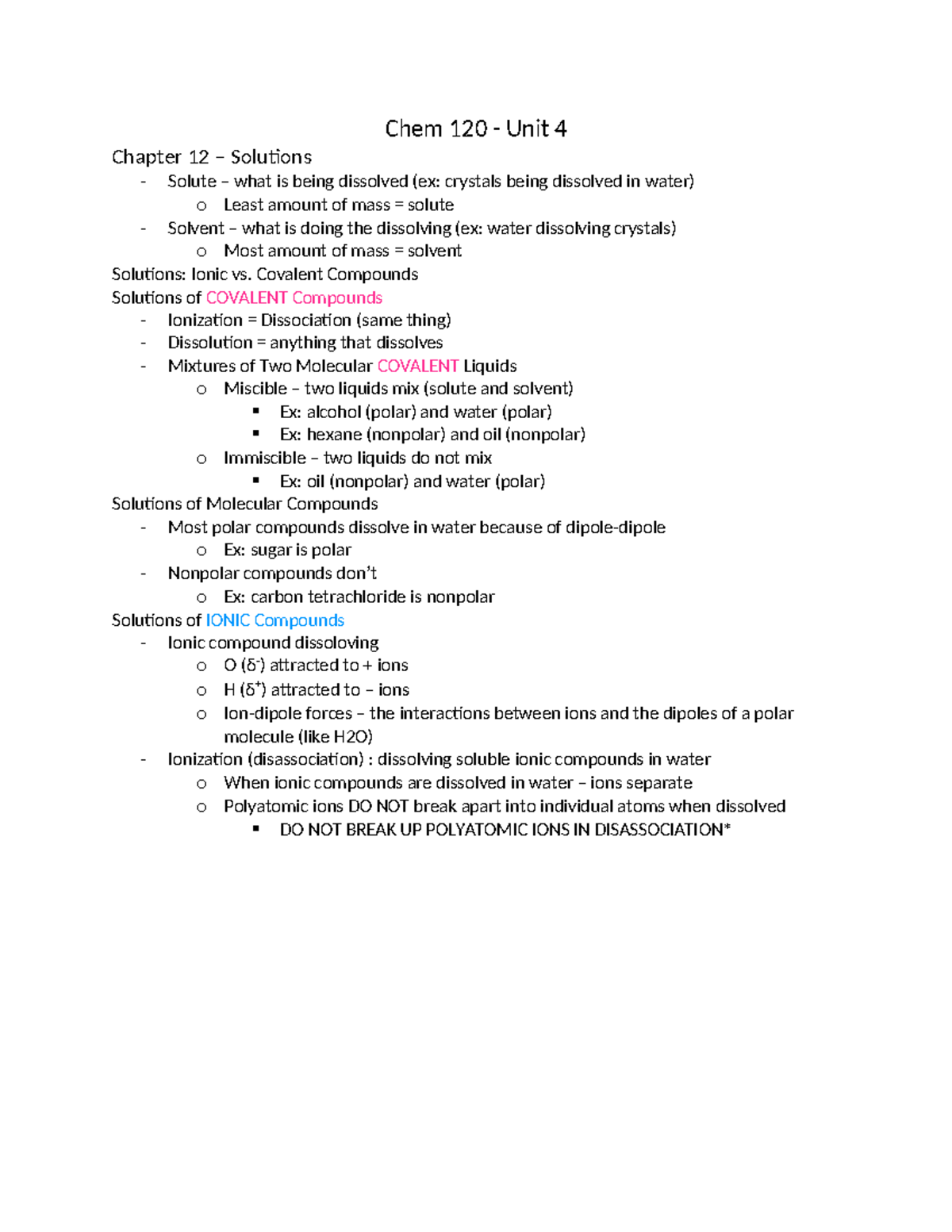 CHEM 120 Unit 4 - Chem 120 unit 4 - Chem 120 - Unit 4 Chapter 12 ...