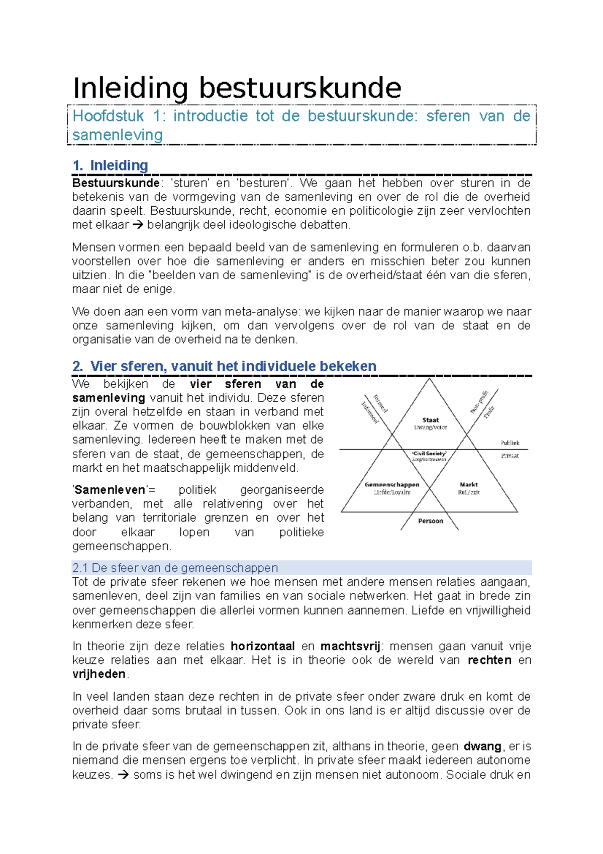 Inleiding Bestuurskunde H1 - Inleiding Bestuurskunde Hoofdstuk 1 ...