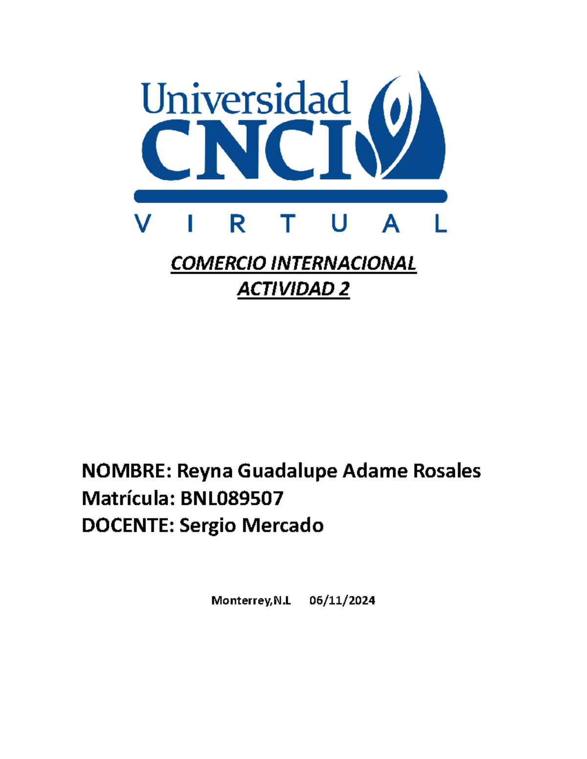 Act 2 Comercio Internacional - COMERCIO INTERNACIONAL ACTIVIDAD 2 ...