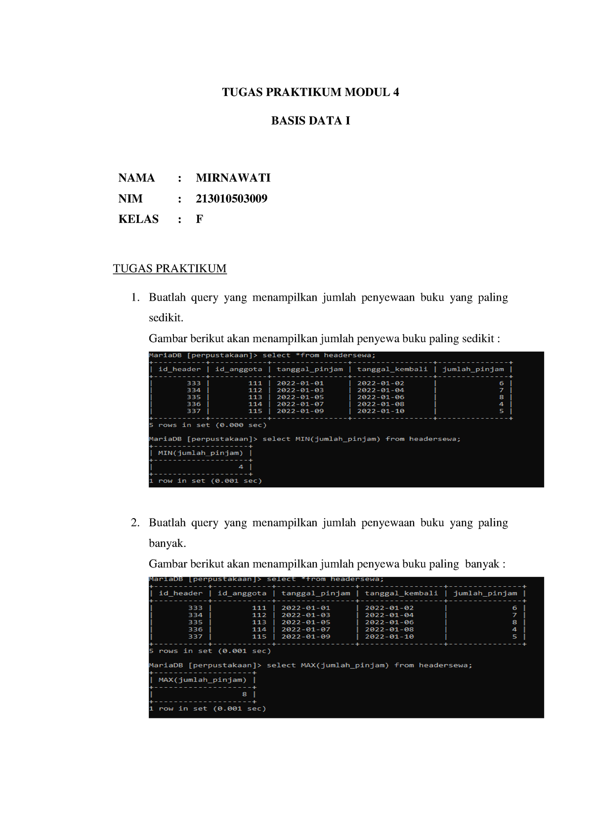 213010503009 Mirnawati Tugas Praktikum Modul 4 - TUGAS PRAKTIKUM MODUL ...