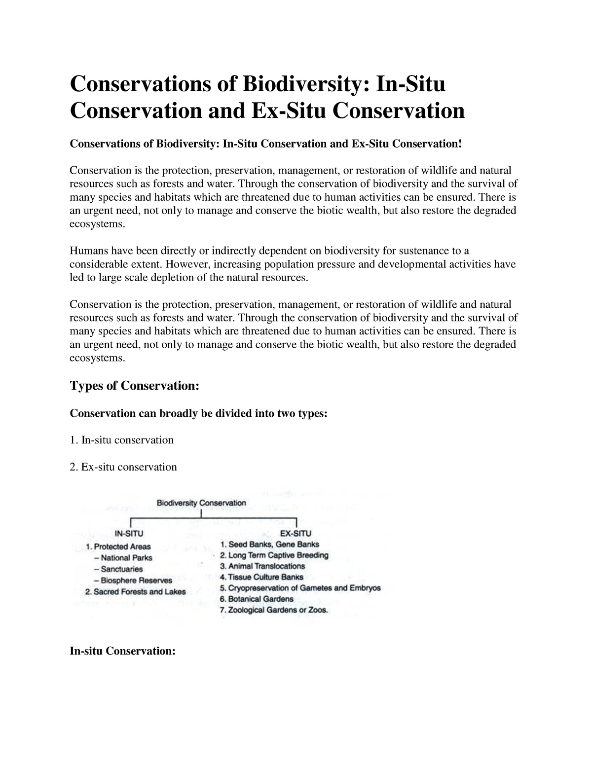 Types Of Conservation Of Biodiversity - Conservations Of Biodiversity ...