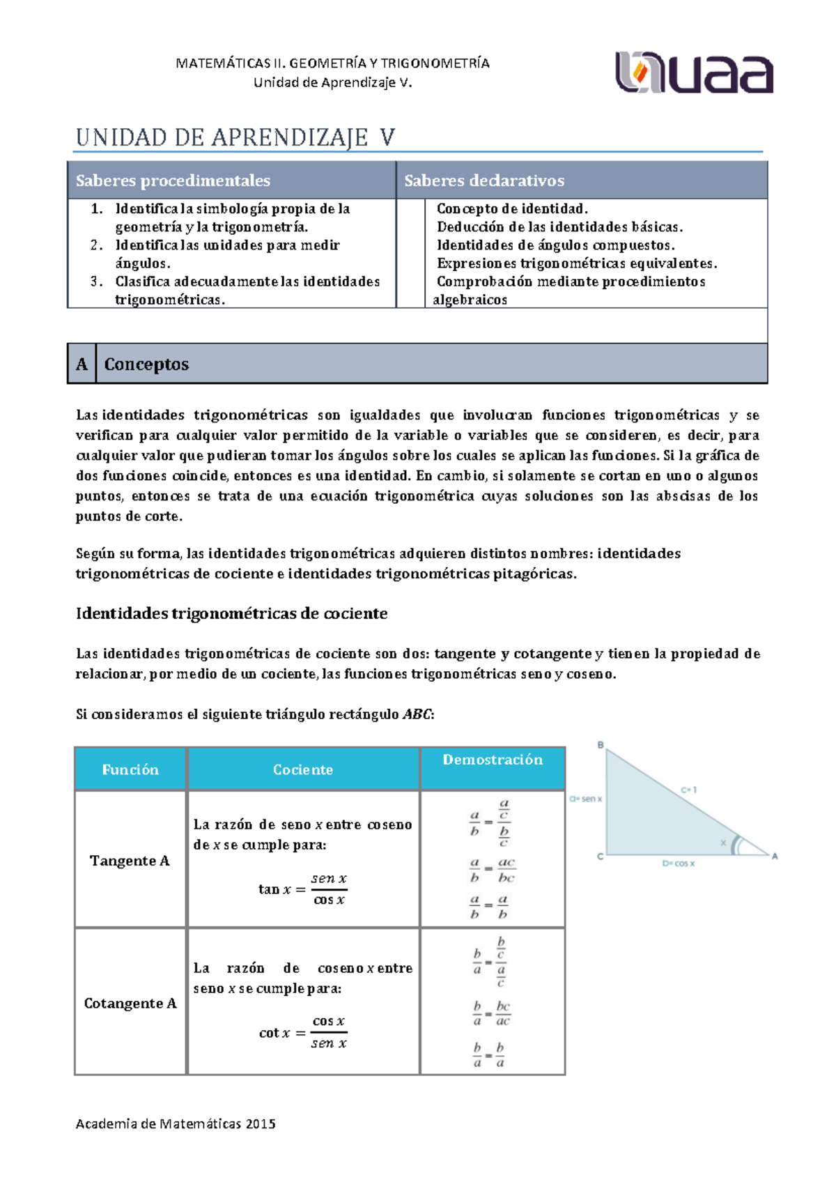 Unidad 5 - Apuntes de cálculo - Unidad de Aprendizaje V. UNIDAD DE ...