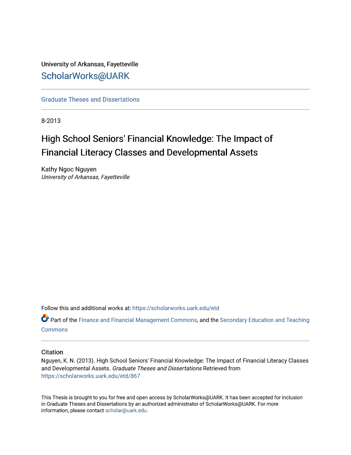 thesis about financial knowledge