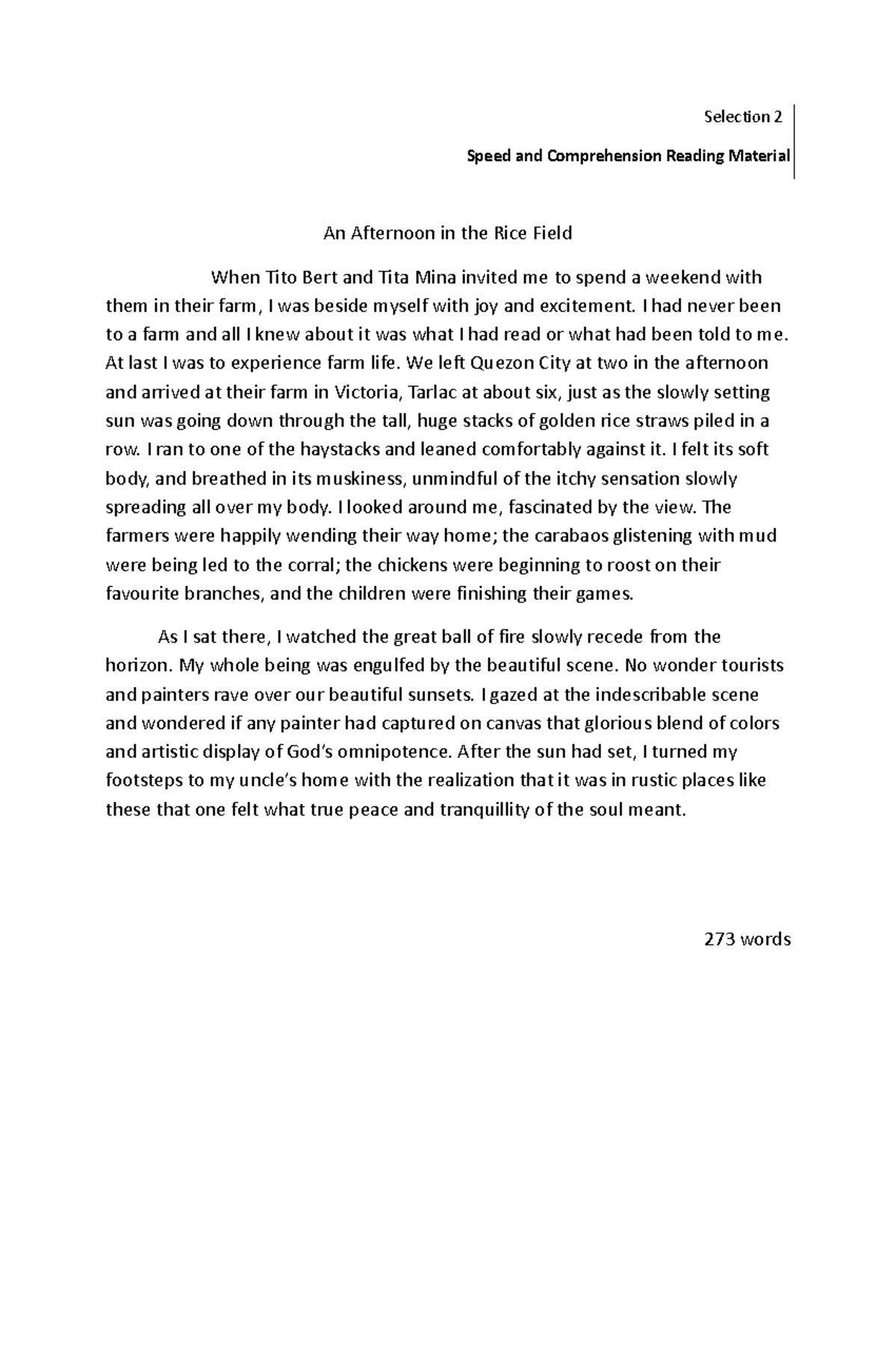 2-Mael - mankjakjhlw - Selection 2 Speed and Comprehension Reading ...