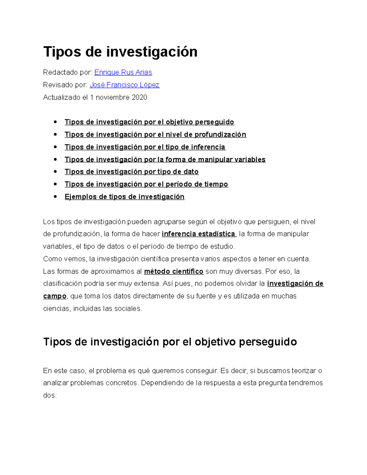 Tipos De Investigaci[on - Tipos De Investigación Redactado Por: Enrique ...