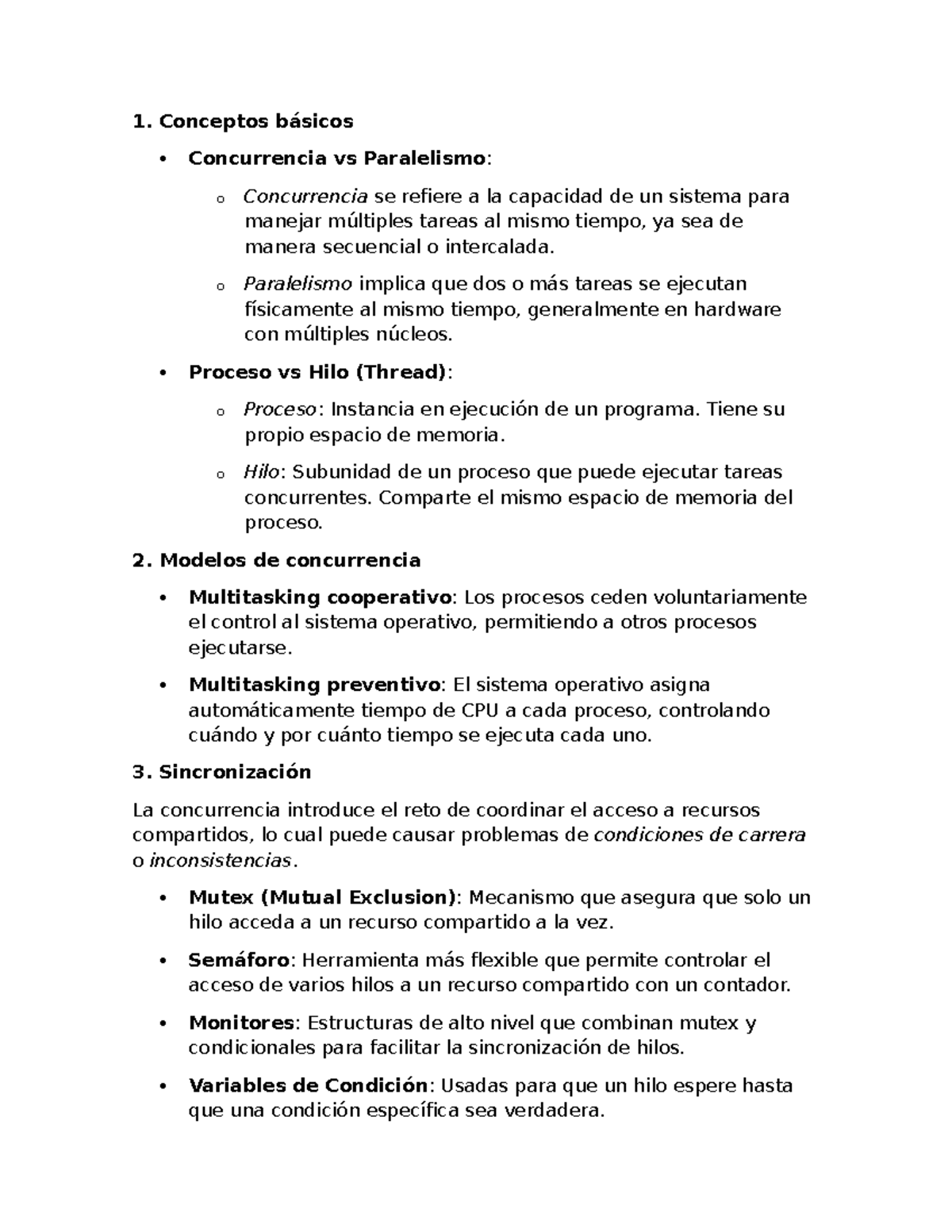 Apuntes Programacion Concurrente - Conceptos básicos Concurrencia vs ...