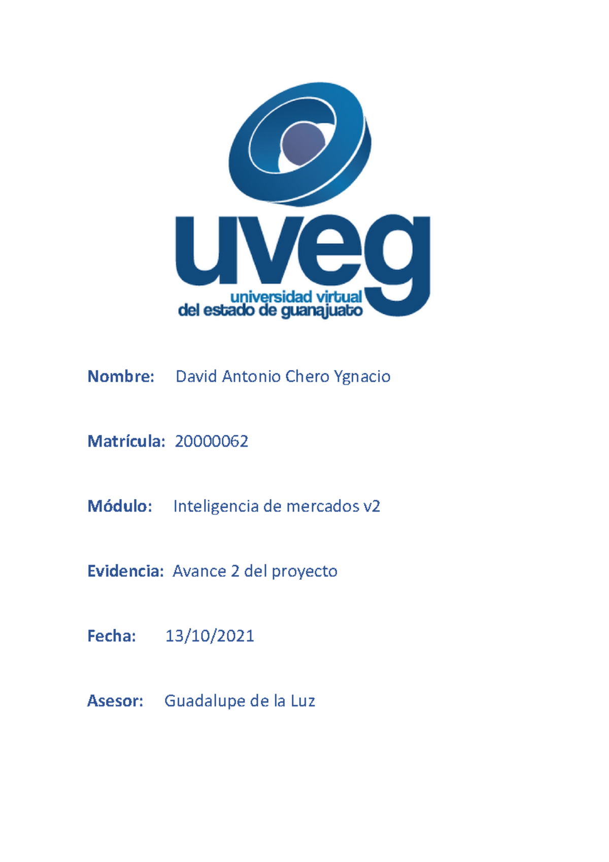 Chero David Avance 2 del proyecto - Nombre: David Antonio Chero Ygnacio ...