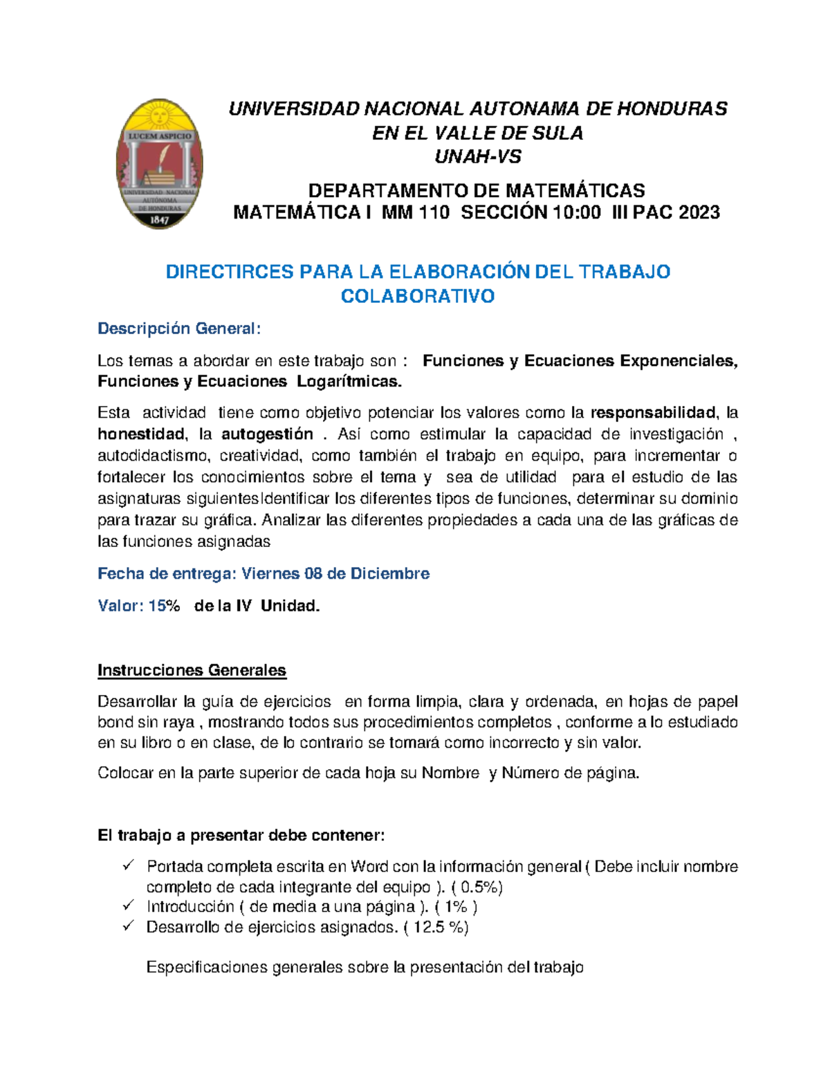 Trabajo coloborativo - UNIVERSIDAD NACIONAL AUTONAMA DE HONDURAS EN EL ...