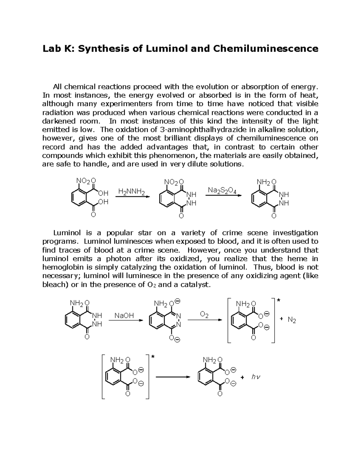 luminol experiment lab report