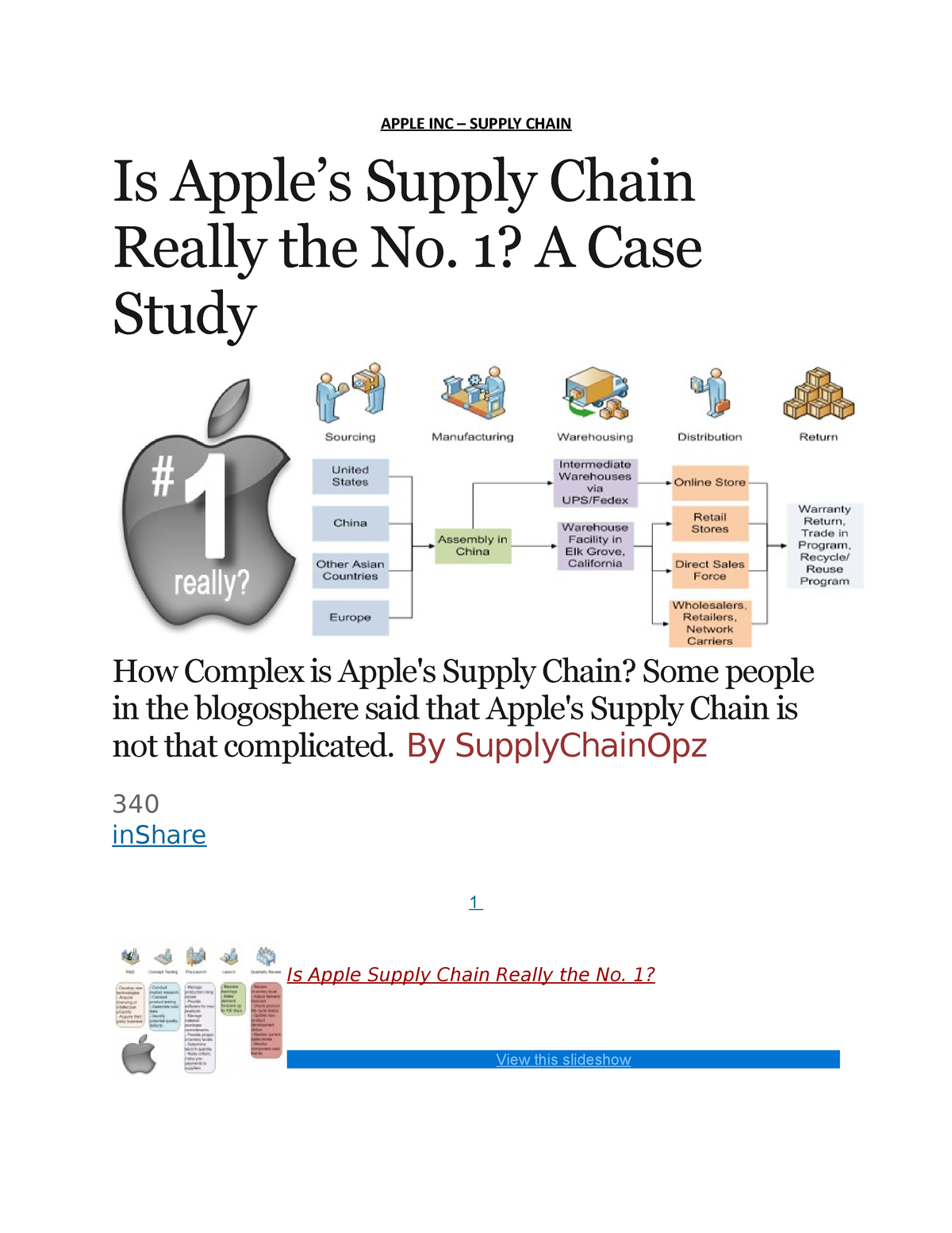 Apple INC Supply Chain - APPLE INC – SUPPLY CHAIN Is Apple’s Supply ...