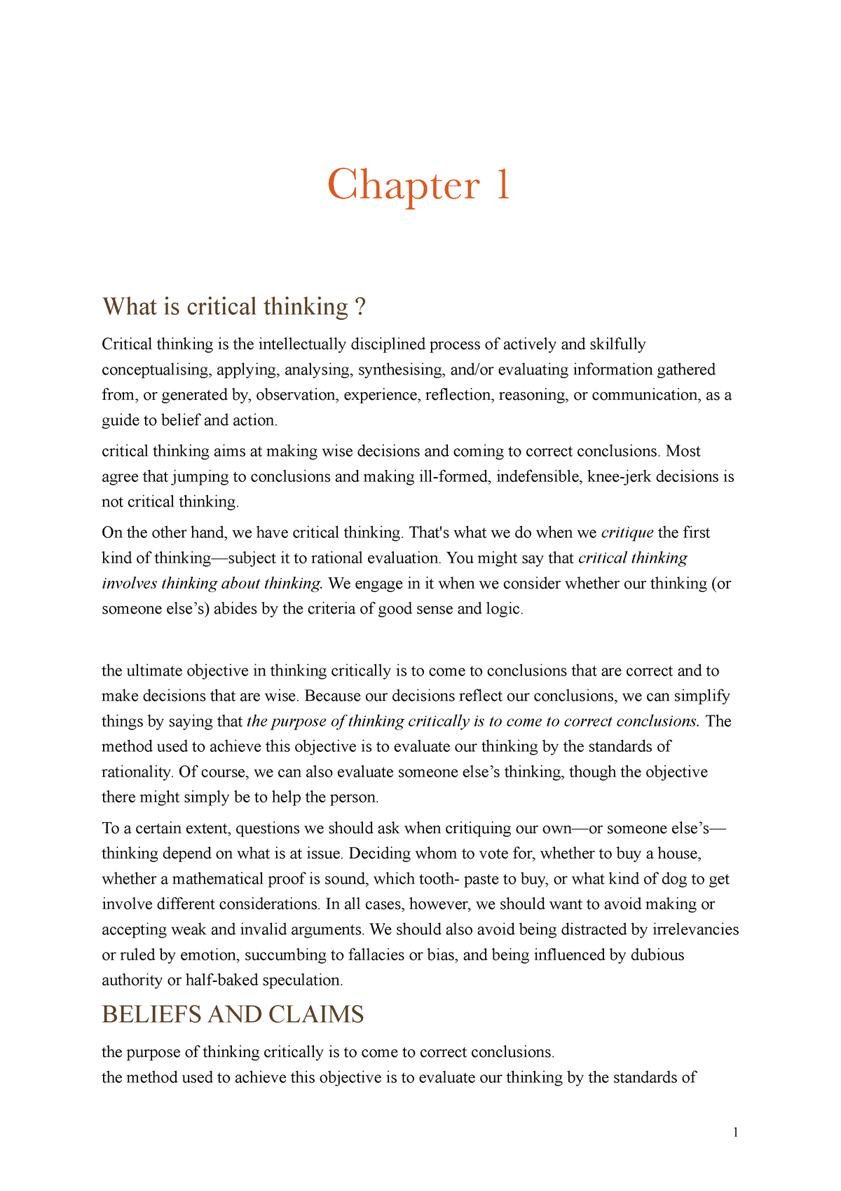 chapter 1 problem solving and critical thinking answers