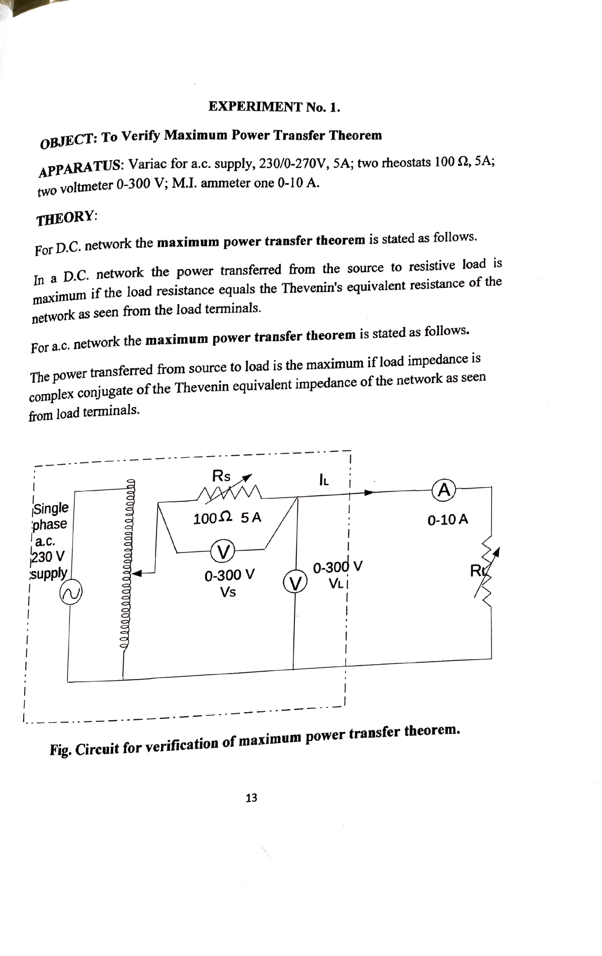 physics experiment no 1