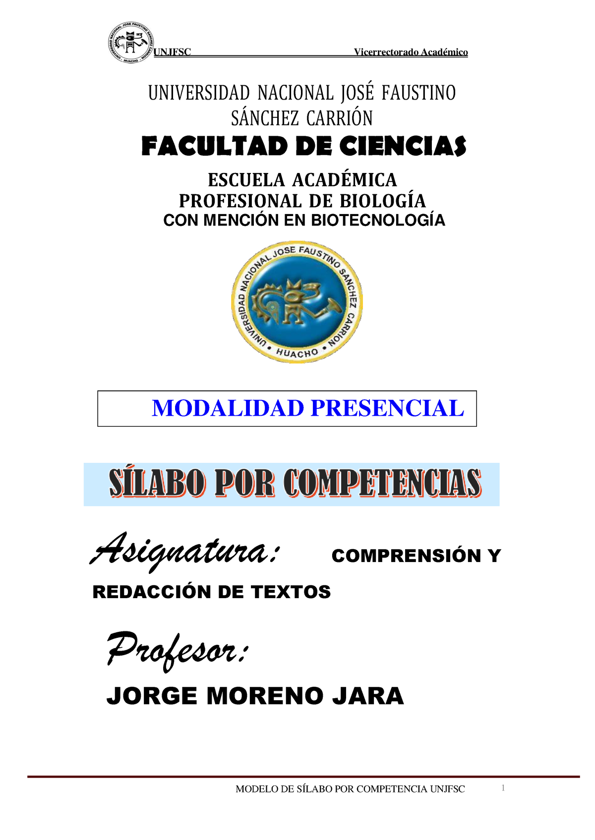 Silabo De CRT 2023-I Biología - MODELO DE SÍLABO POR COMPETENCIA UNJFSC ...