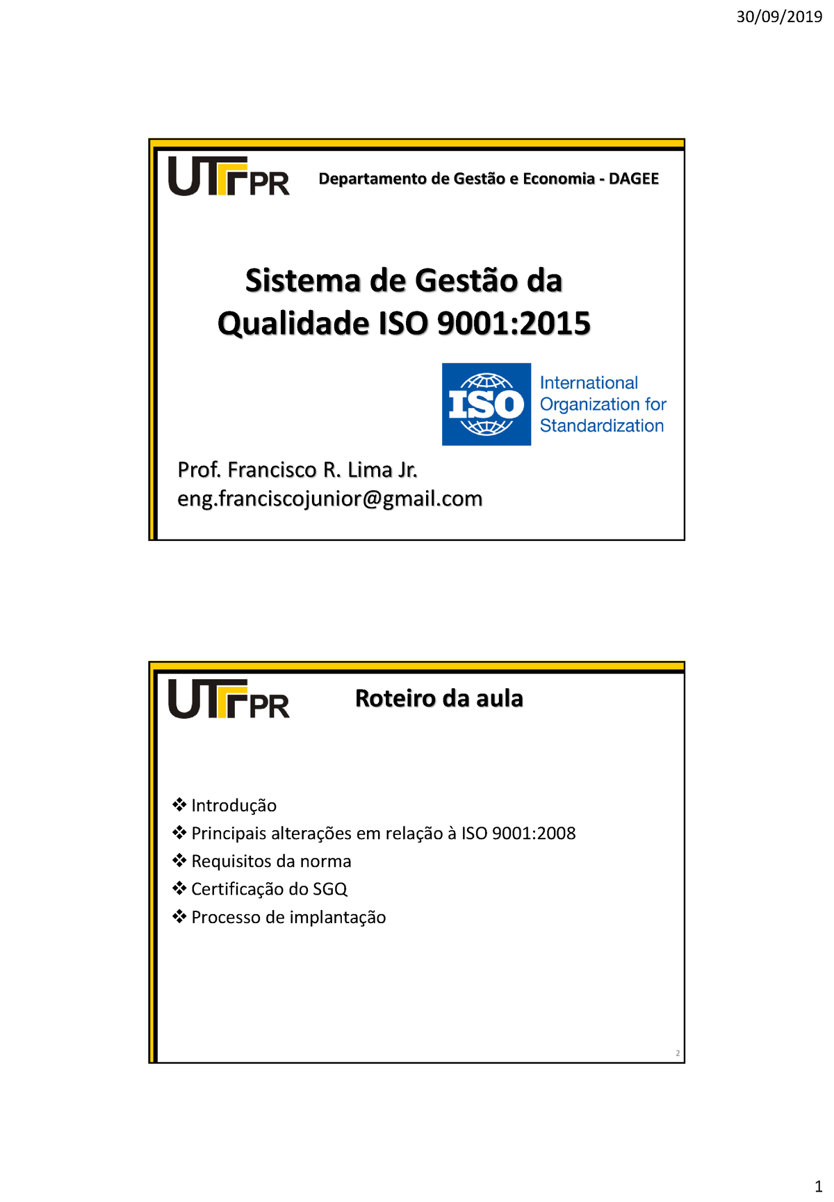 Aula 7 - Sistema De Gestao Da Qualidade ISO 9001 - Sistema De Gest„o Da ...