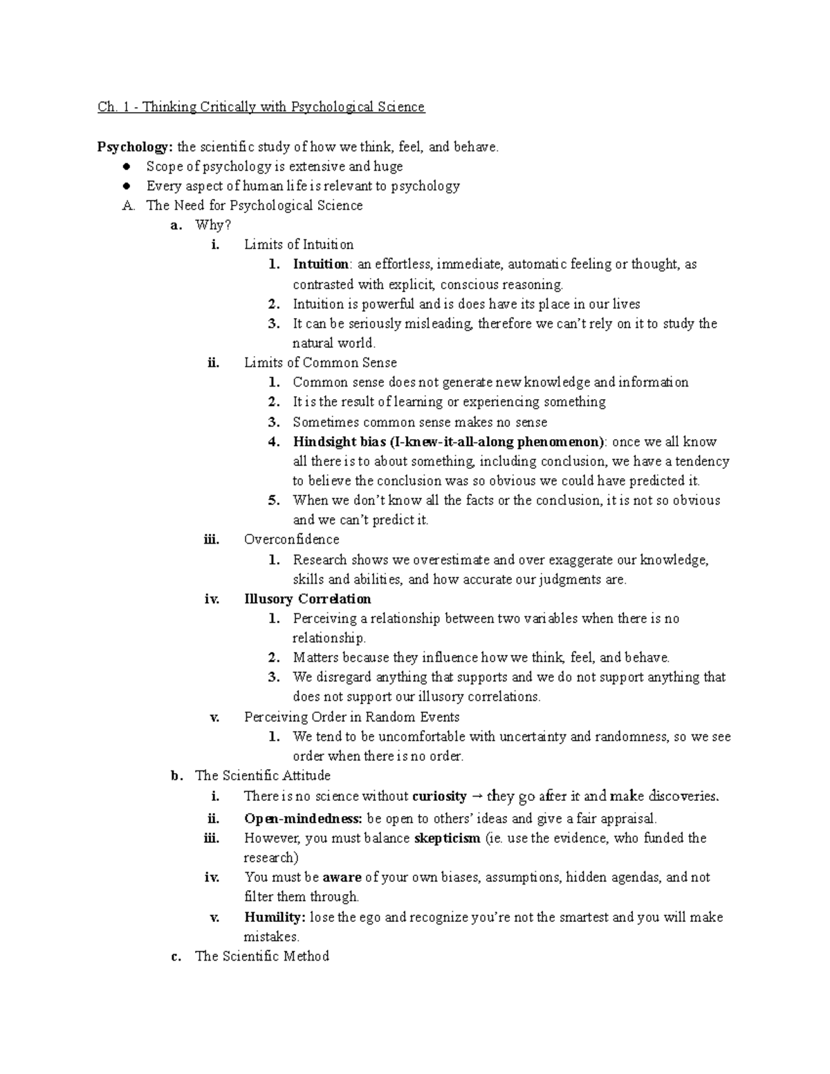 PSY1101 - Lecture notes All - Ch. 1 - Thinking Critically with ...