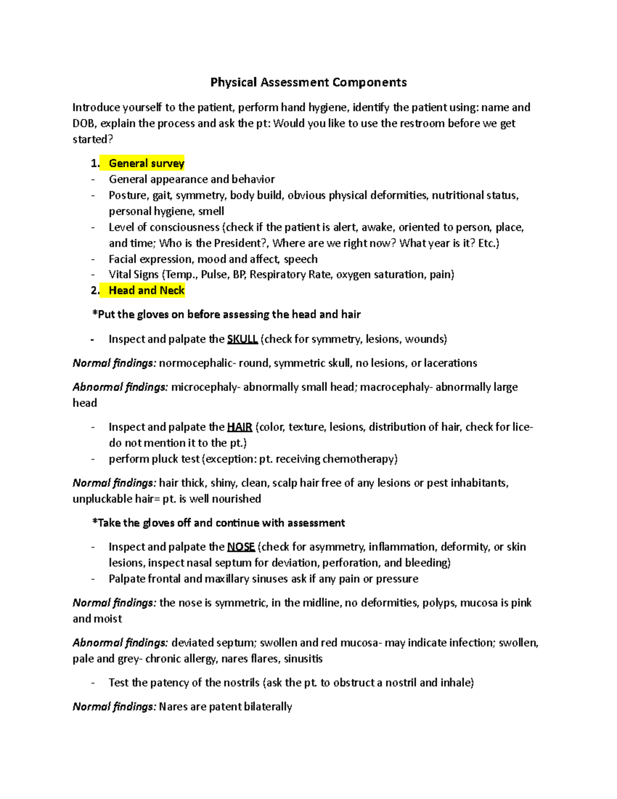 Physical Assessment - General Survey General Appearance And Behavior ...