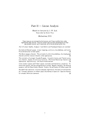 Linear Analysis 2016-2017 Example Sheet 3 - LINEAR ANALYSIS EXAMPLE ...