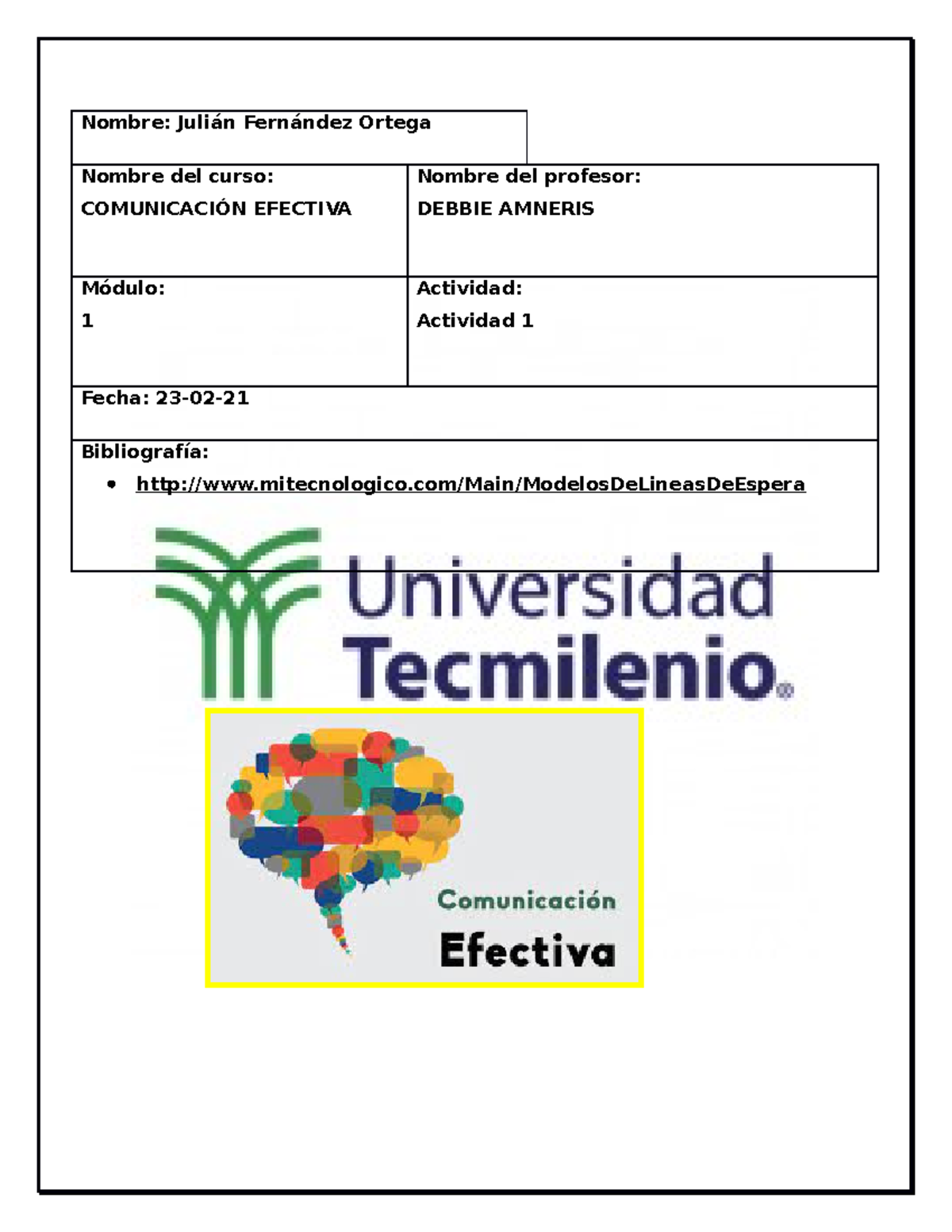 Actividad 1 Comunicacion Efectiva - Nombre: Julián Fernández Ortega ...