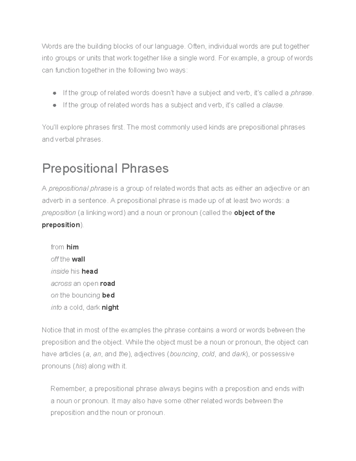 Phrases And Clauses Lesson Reading Words Are The Building Blocks Of 