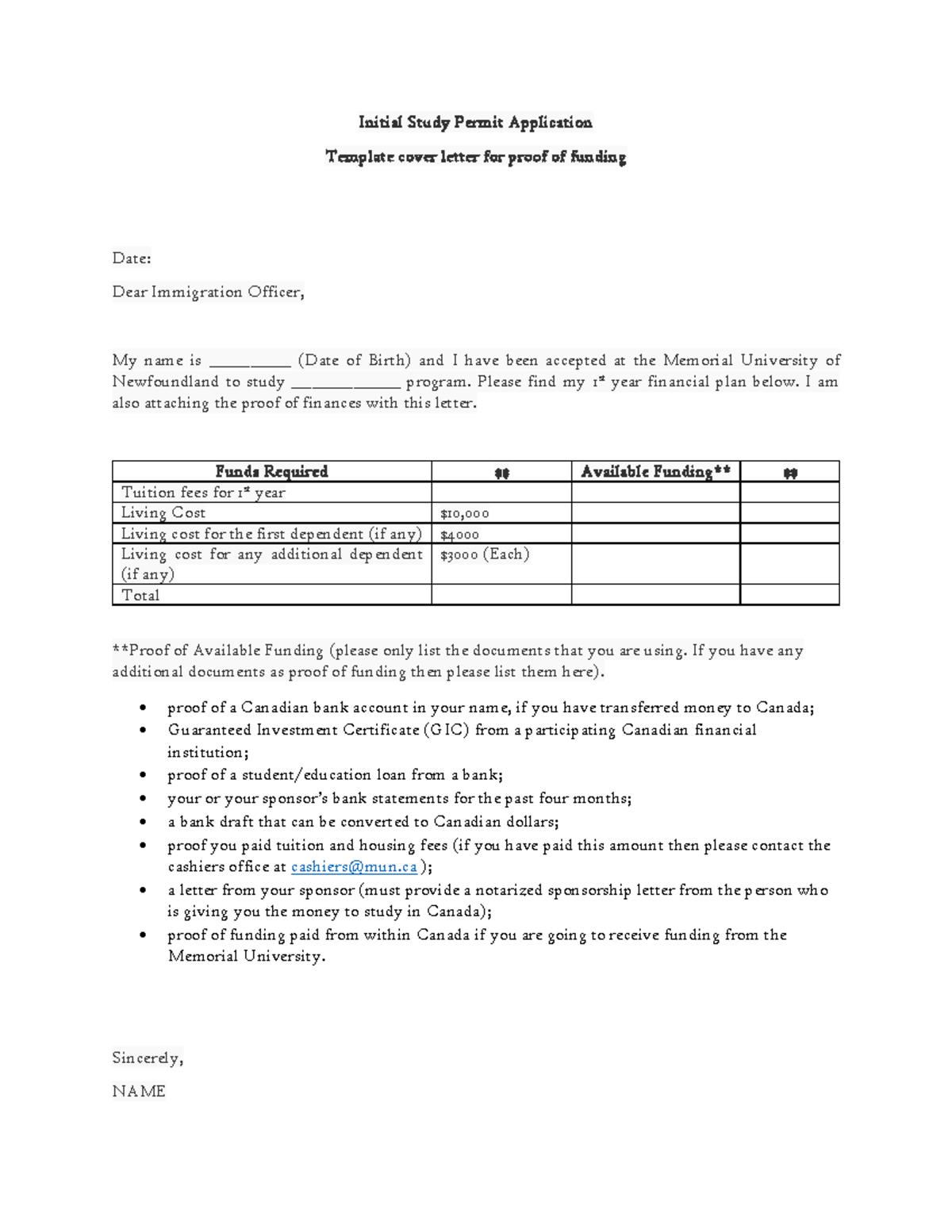 Cover letter proof of funding - Compiler Construction - CSC 23 Regarding Proof Of Funds Letter Template