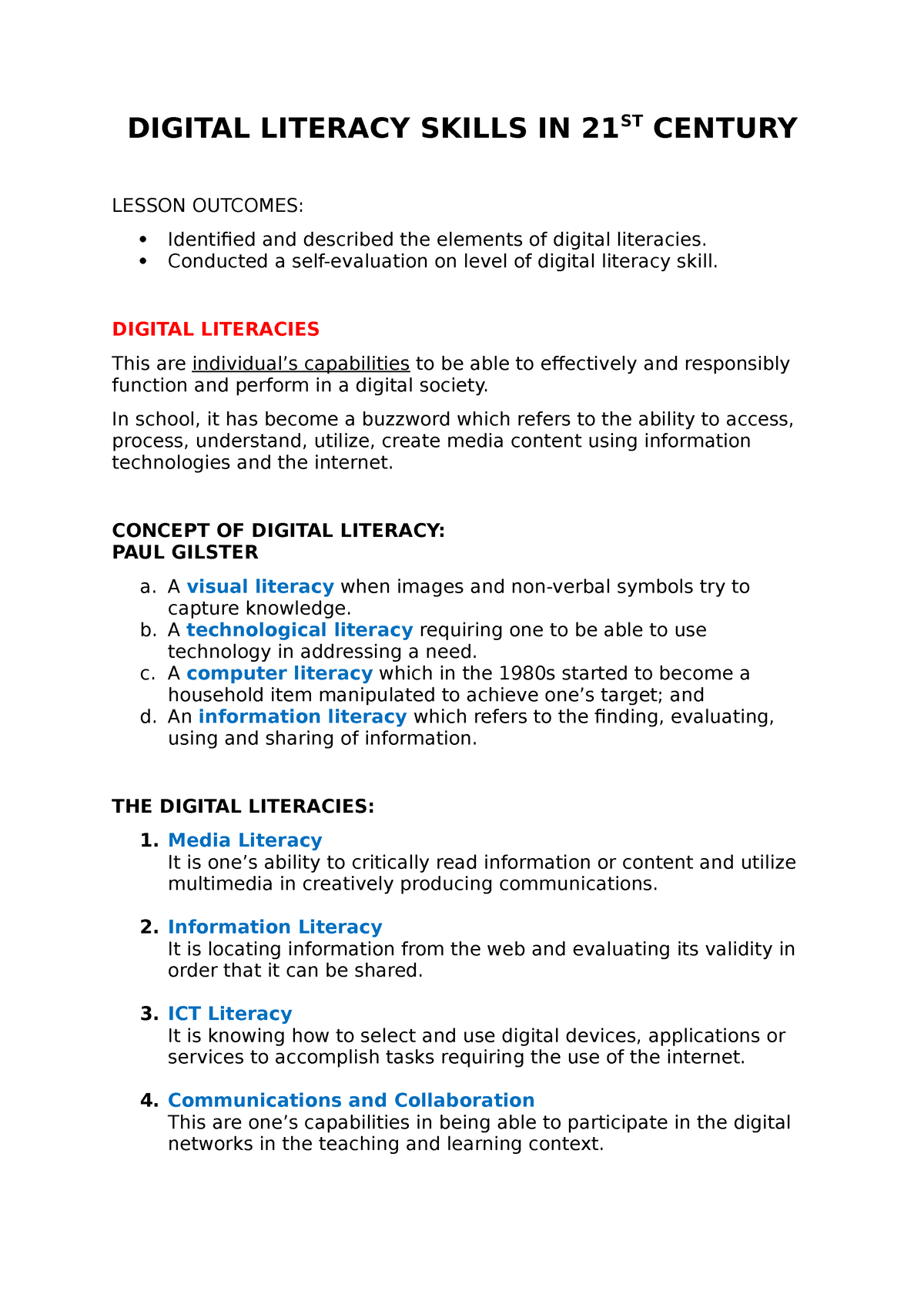 digital literacy skills in the 21st century essay