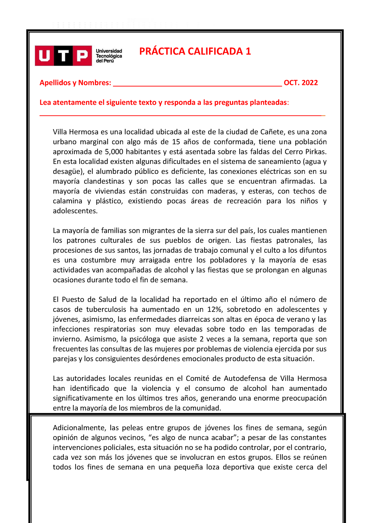 Practica Calificada 1 - PR¡CTICA CALIFICADA 1 Apellidos Y Nombres ...