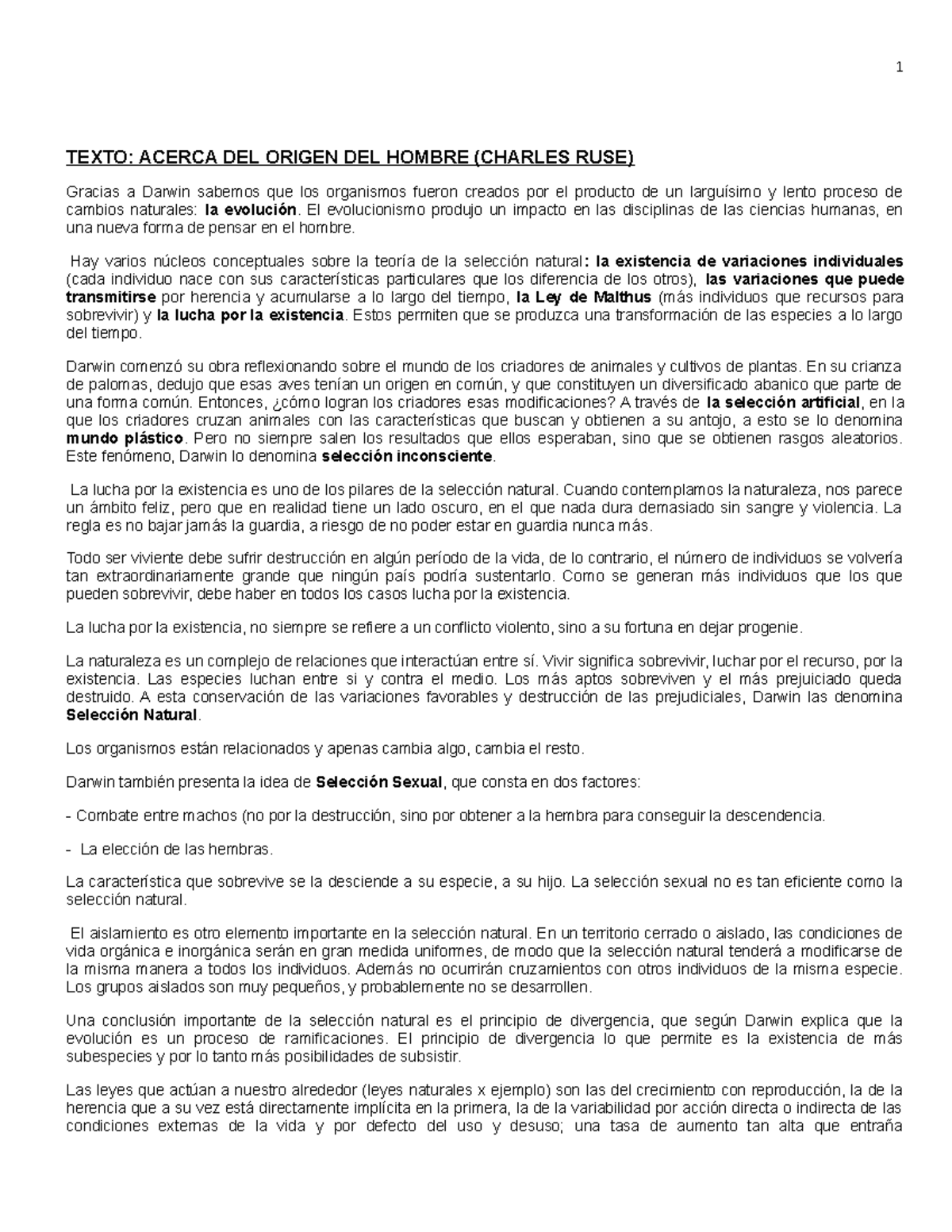 Acerca DEL Origen DEL Hombre - Charles RUSE - TEXTO: ACERCA DEL ORIGEN ...