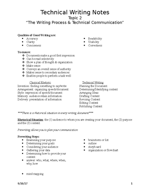 Technical Writing Notes Topic 1 - Technical Writing Notes Topic 1 “What ...