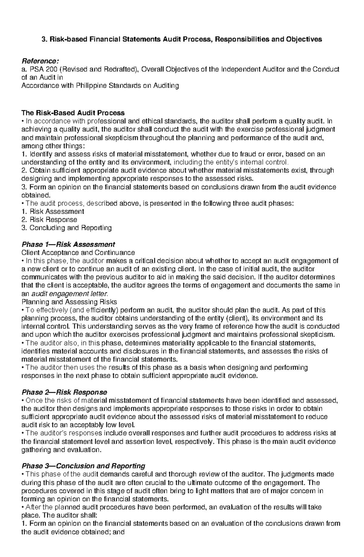 3 RISK Based Process - Risk-based Financial Statements Audit Process ...