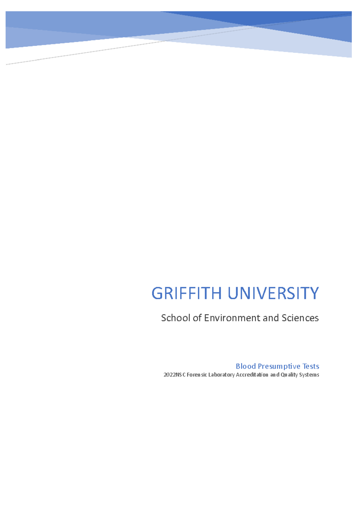 2022NSC Lab report 2 Blood Presumptive Tests 2022NSC Forensic