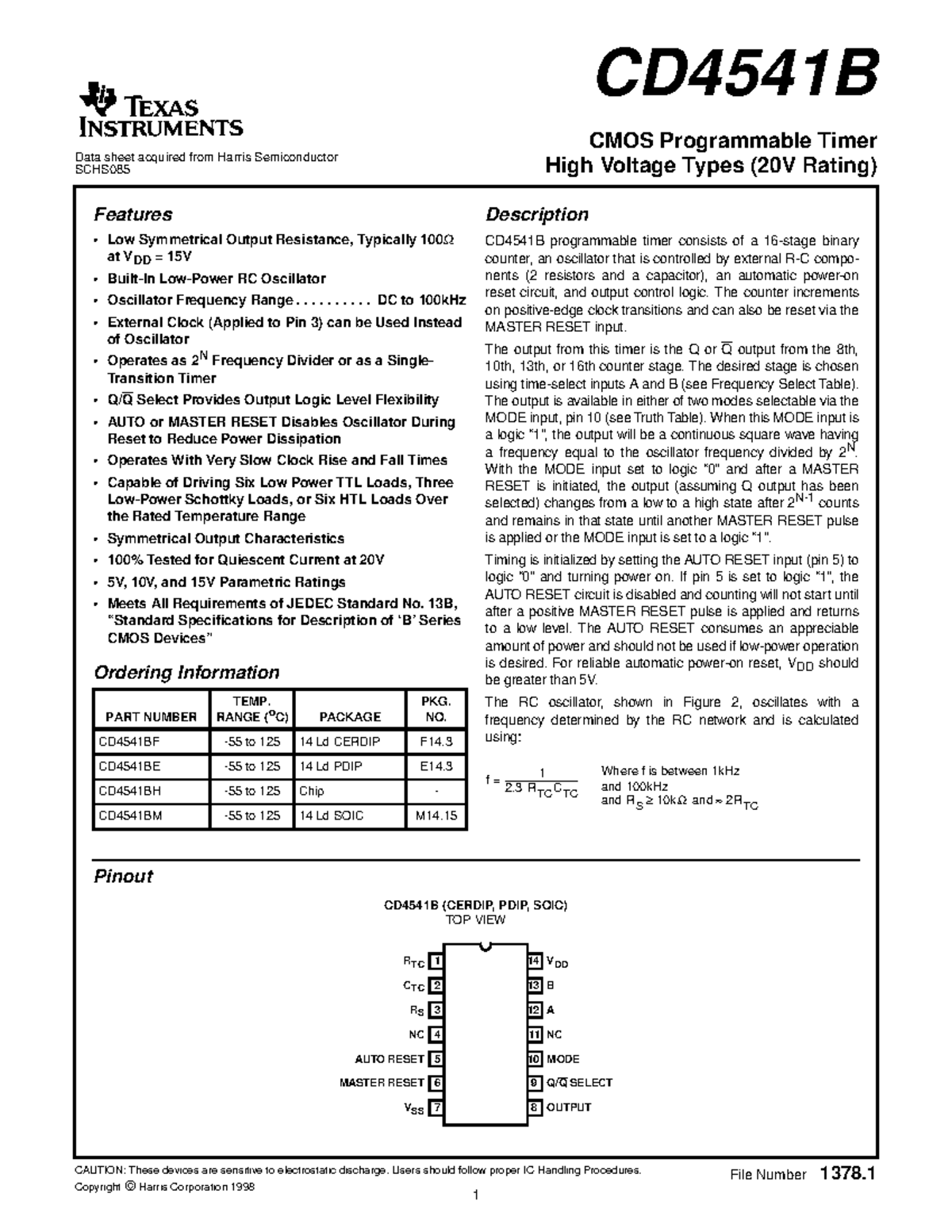 CD4541B - APUNTES - Data sheet acquired from Harris Semiconductor SCHS ...