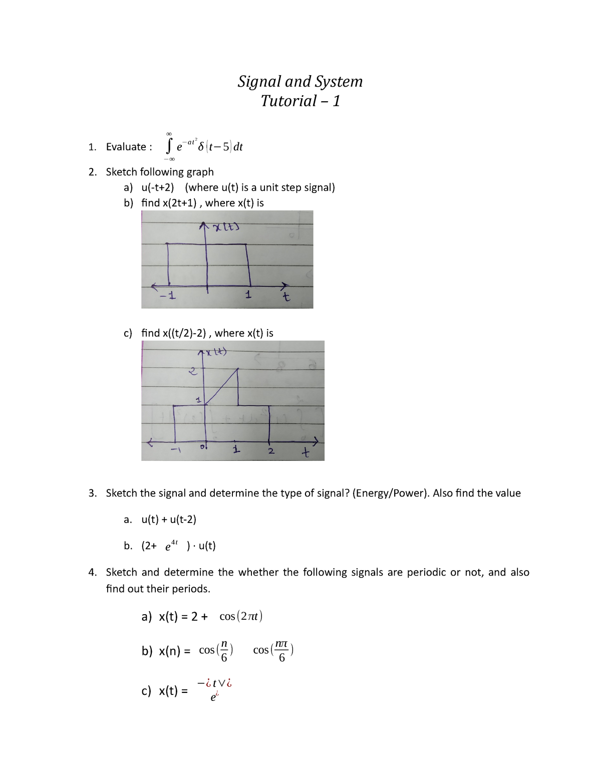 TutorialI Signals and Systems EEC2730