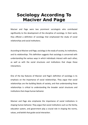 Sociology According To Maciver And Page - Sociology According To ...