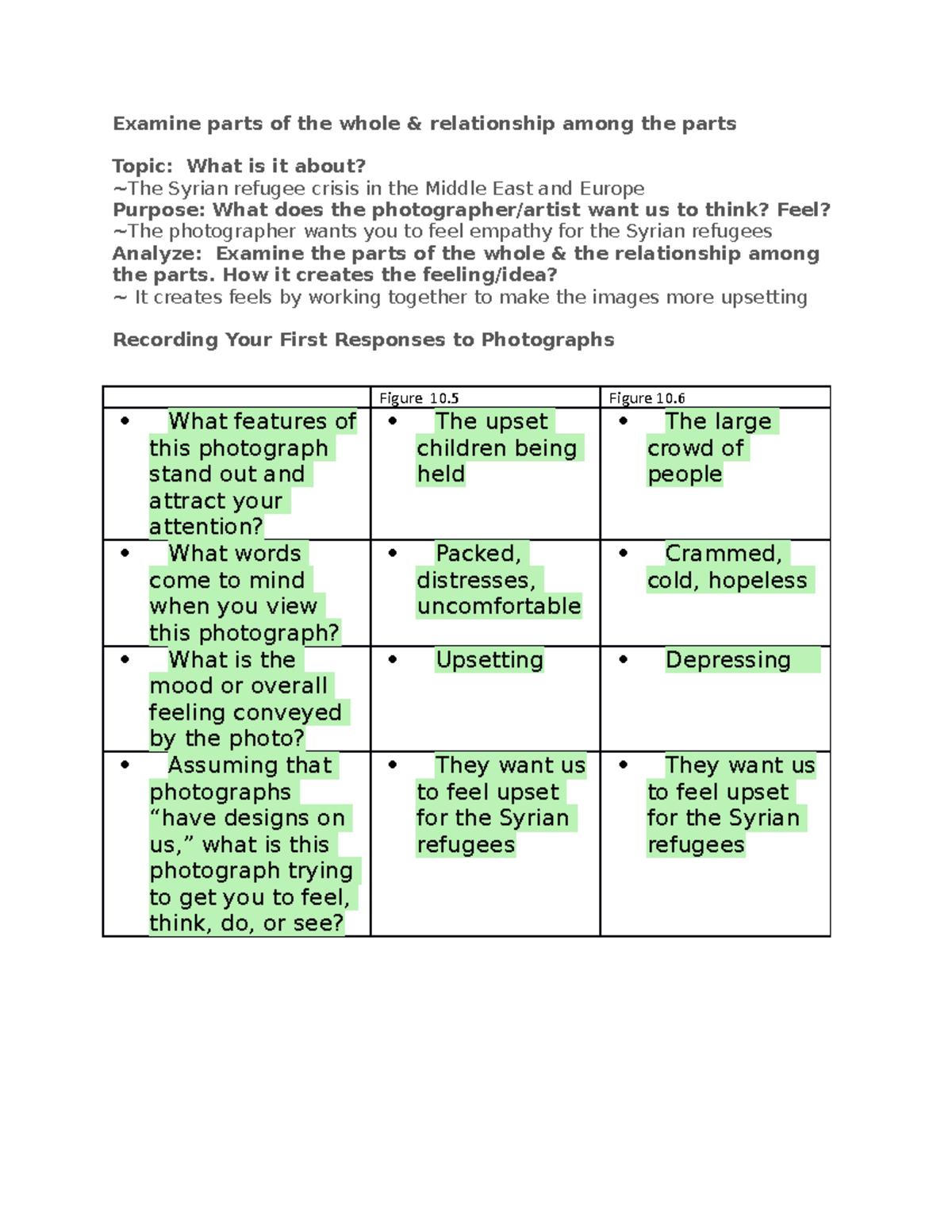 Ch10 writing - Examining whole and part relationships - Examine parts ...