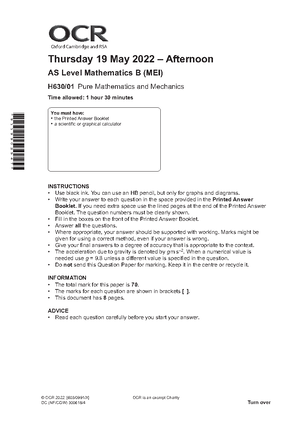 Mechanics - Physics - Contains Suvat equations and Newton's Law - V=ΔS ...