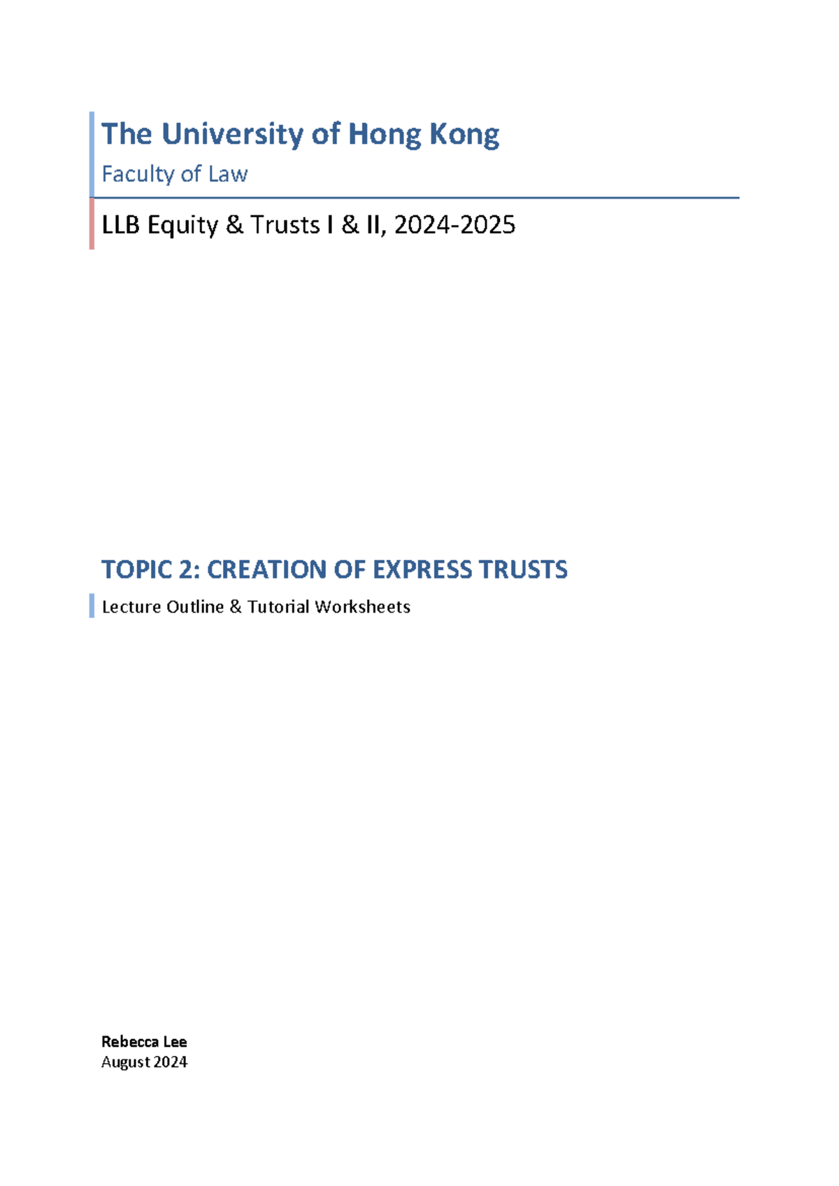 Topic 2 - Lecture Outline - The University of Hong Kong Faculty of Law ...