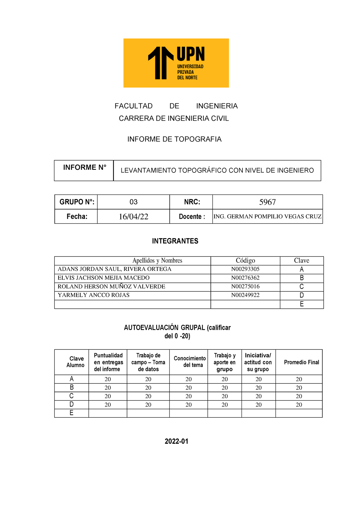 Informe 2 Grupon°3 Para La T2 Facultad De Ingenieria Carrera De Ingenieria Civil Informe De 1147