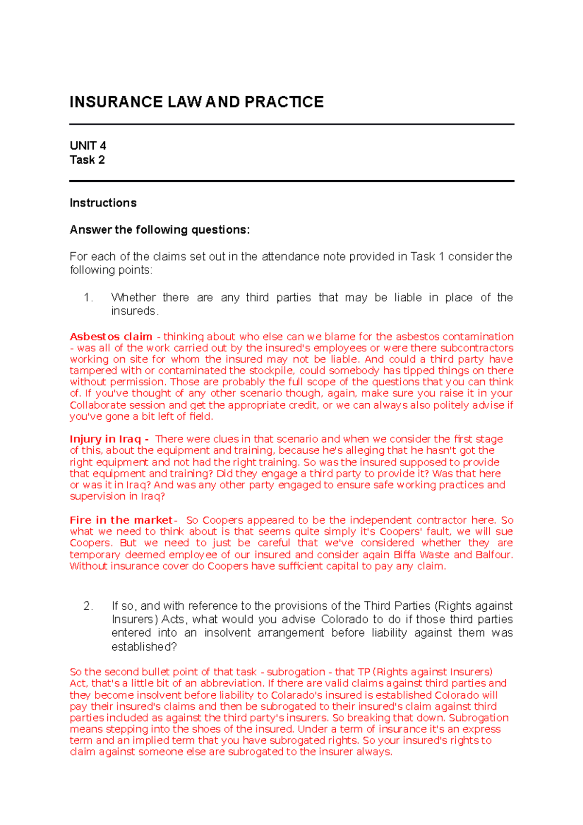 2021 insu ws04 ce02 task02 - INSURANCE LAW AND PRACTICE UNIT 4 Task 2 ...