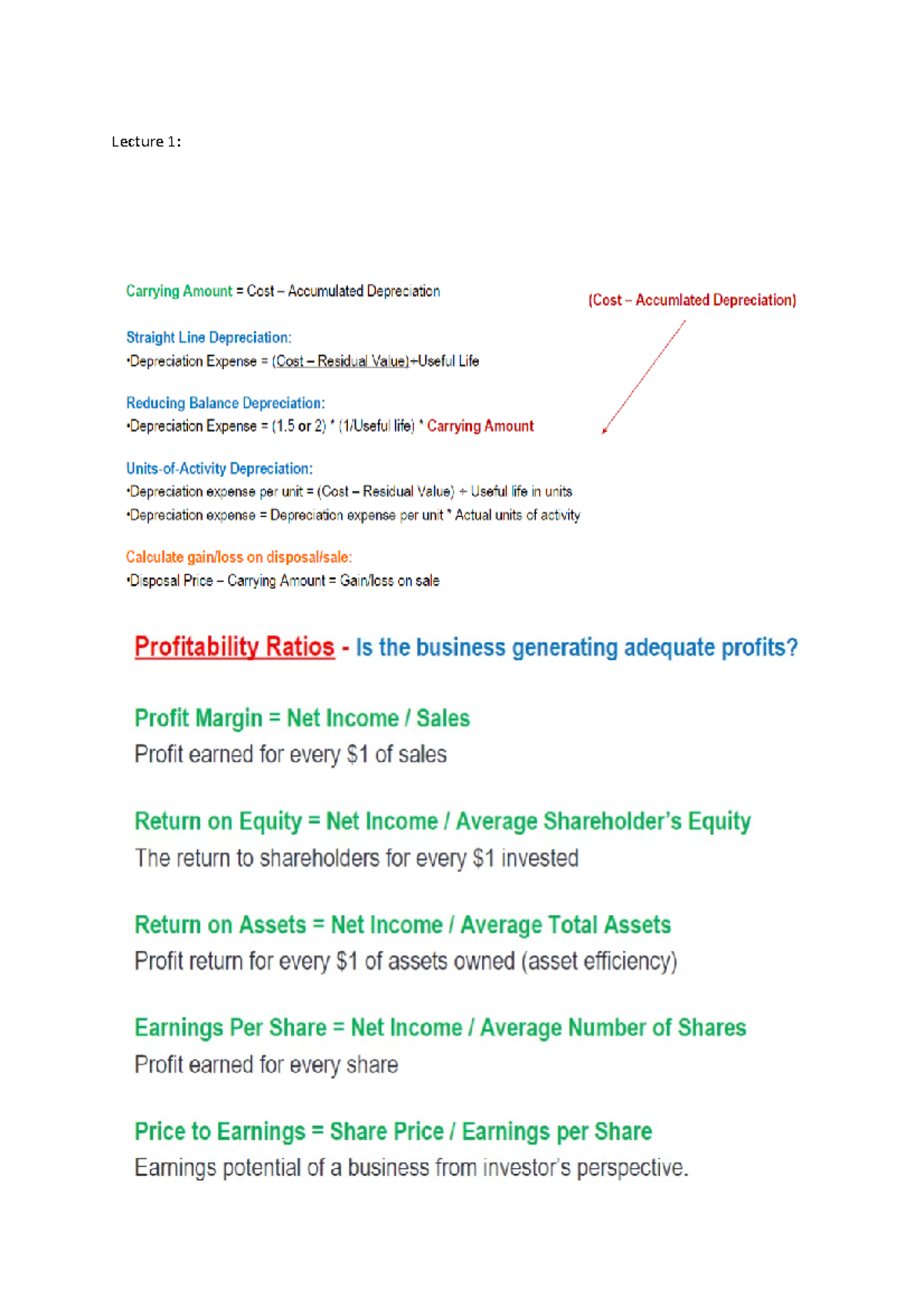 Formulas for assignments - 22207 - Lecture 1: - Studocu