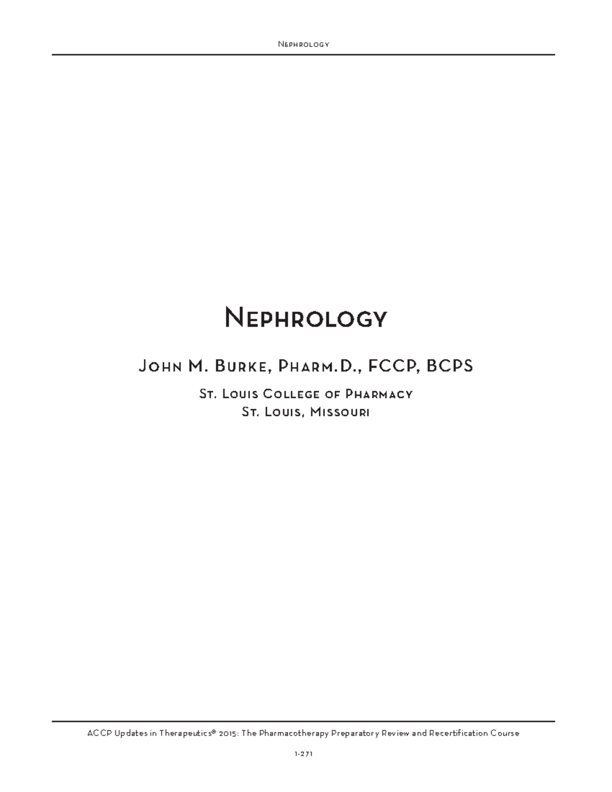 PPC15 Nephrology workbook - PHAR 700 - Studocu