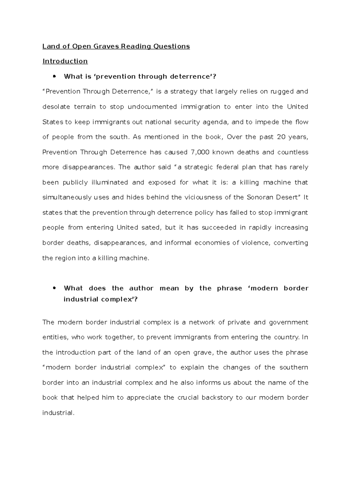 Notes of intro-chapter 4 - Land of Open Graves Reading Questions ...