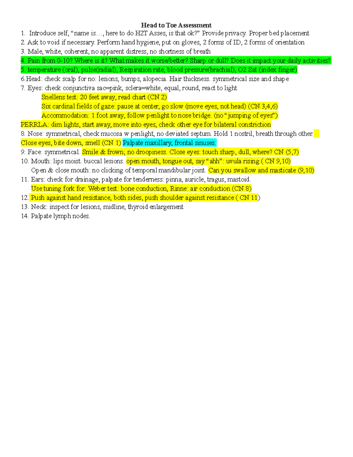 H2TA Short - Head to Toe Assessment - Head to Toe Assessment 1 ...