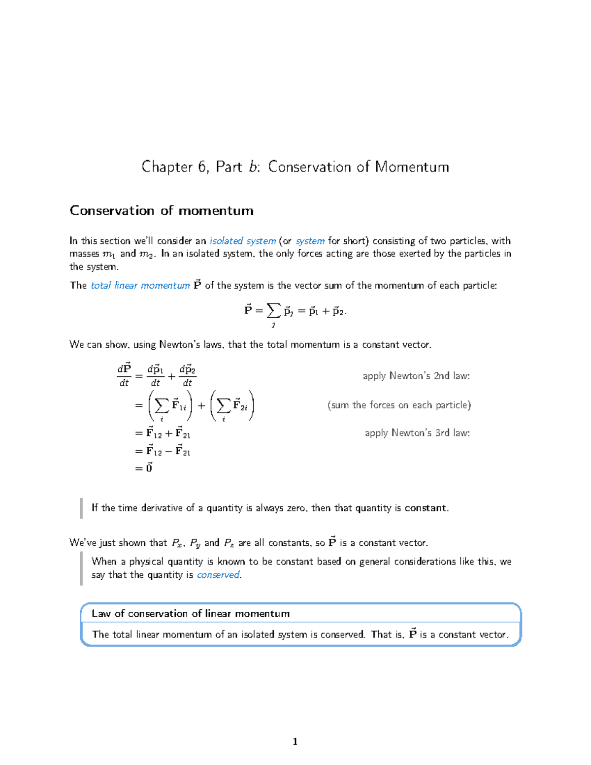 LN6b V2 - Conservation Of Momentum - Chapter 6, Part B: Conservation Of ...