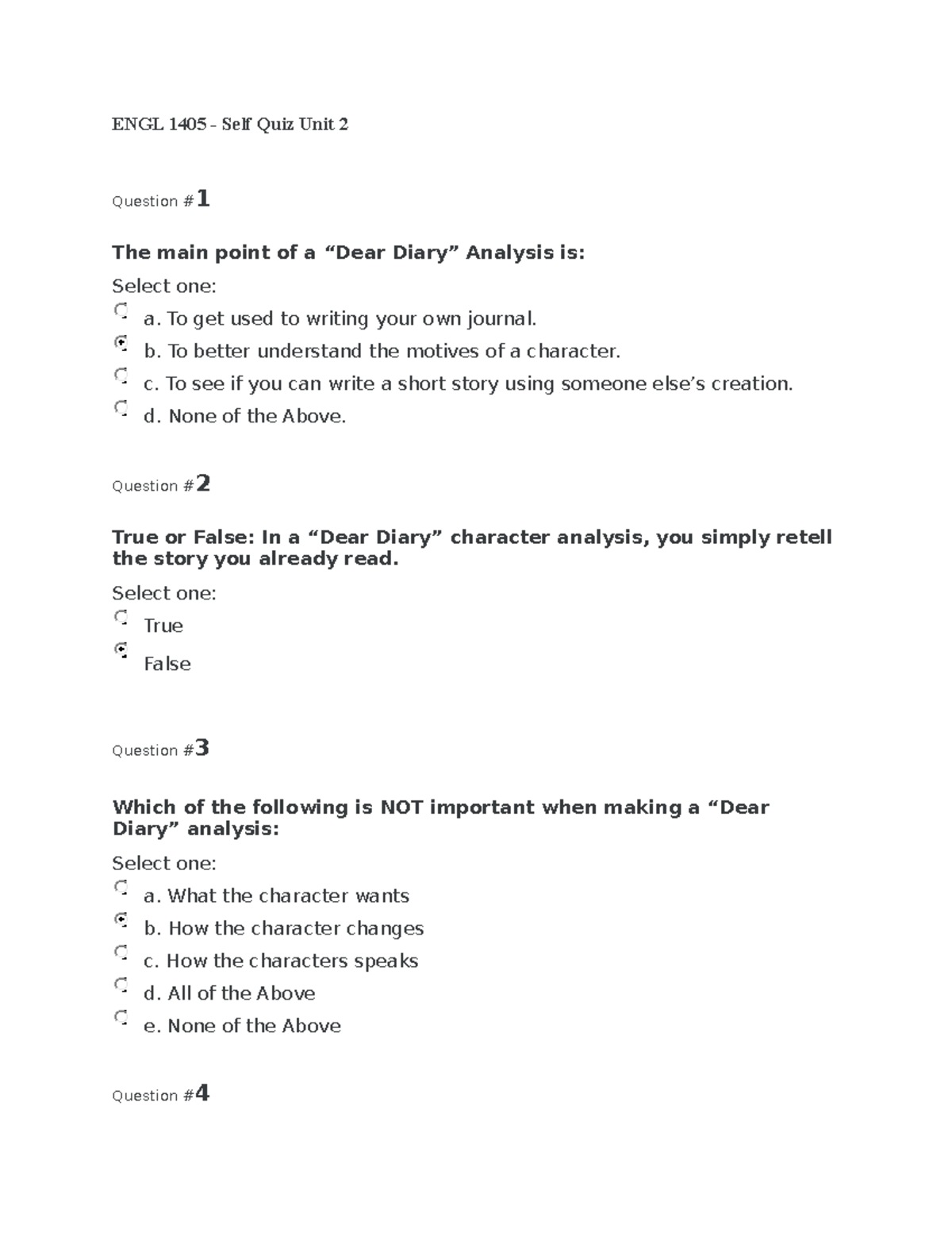 ENGL 1405 - Self Quiz Unit 2 - ENGL 1405 - Self Quiz Unit 2 Question ...