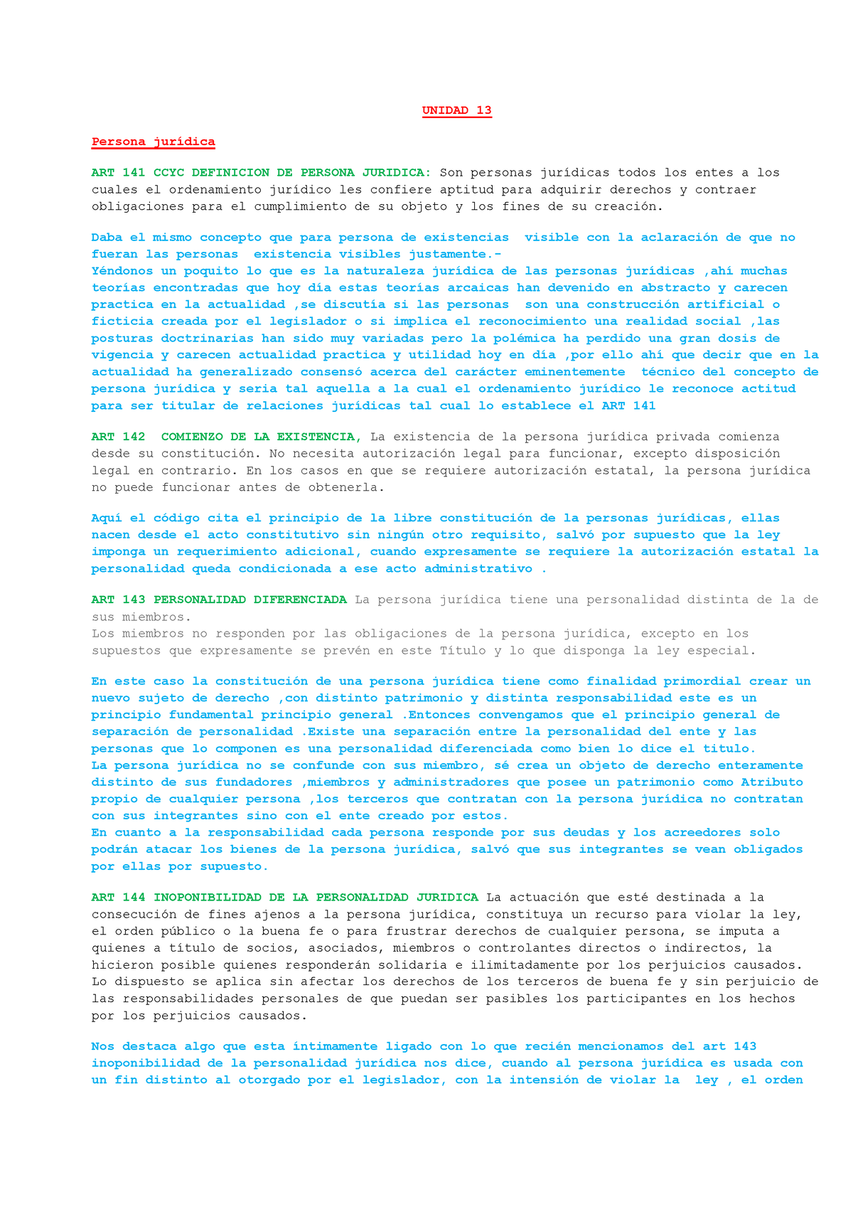 Unidad 13 - INTRODUCCION AL DERECHO APUNTES DE CLASES DE LA MATERIA ...