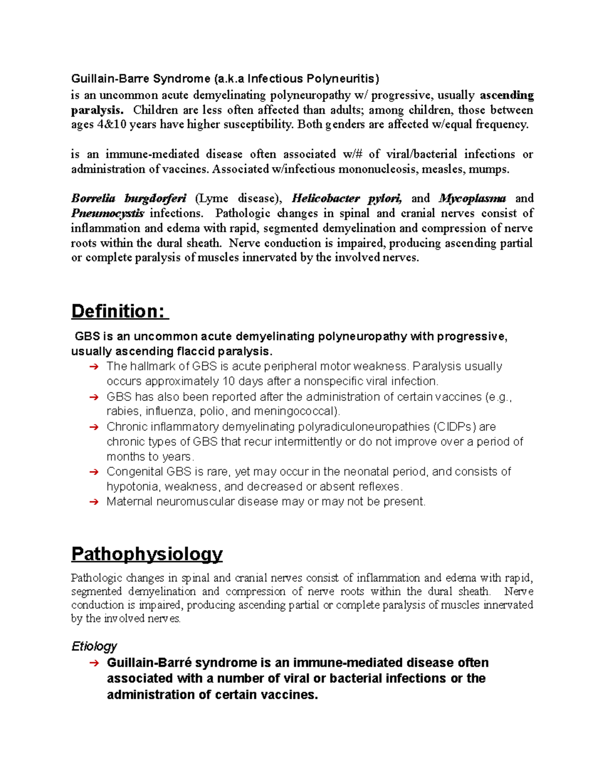STUD-Guillain-Barre Syndrome (Infectious Polyneuritis) - Guillain-Barre ...