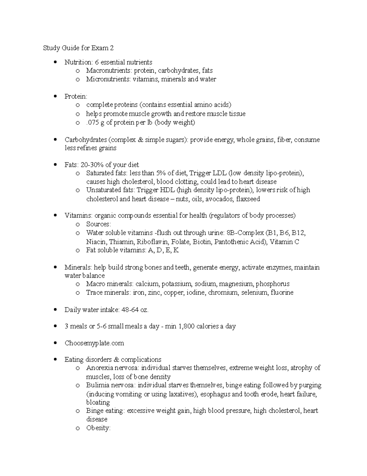 Exam 2B Study Guide Summary Wellness through Weight Training Study